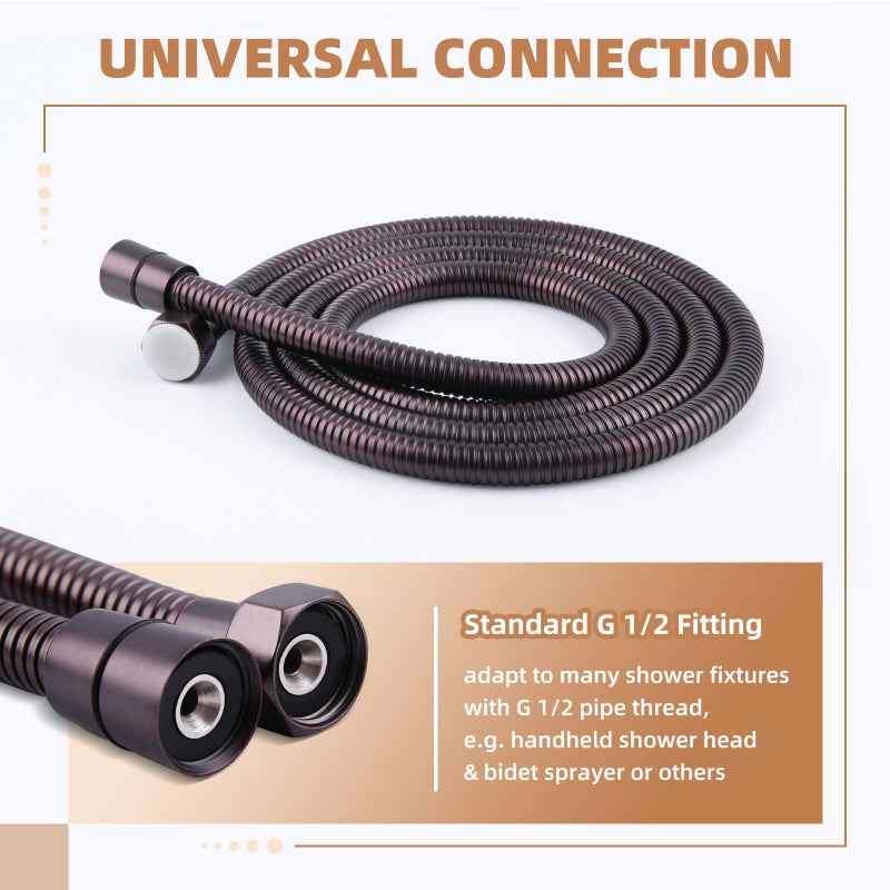 Angle Simple Handheld Shower Hose Replacement G 1/2 Thread Type, Stainless Steel Flexible Shower Head Hose Extra Long, 79 Inches, Oil Rubbed Bronze - Image 5